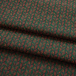 tissu polyester jacquard motif feuilles vert foncé rouge rustique épais texturé plié bricolage automne