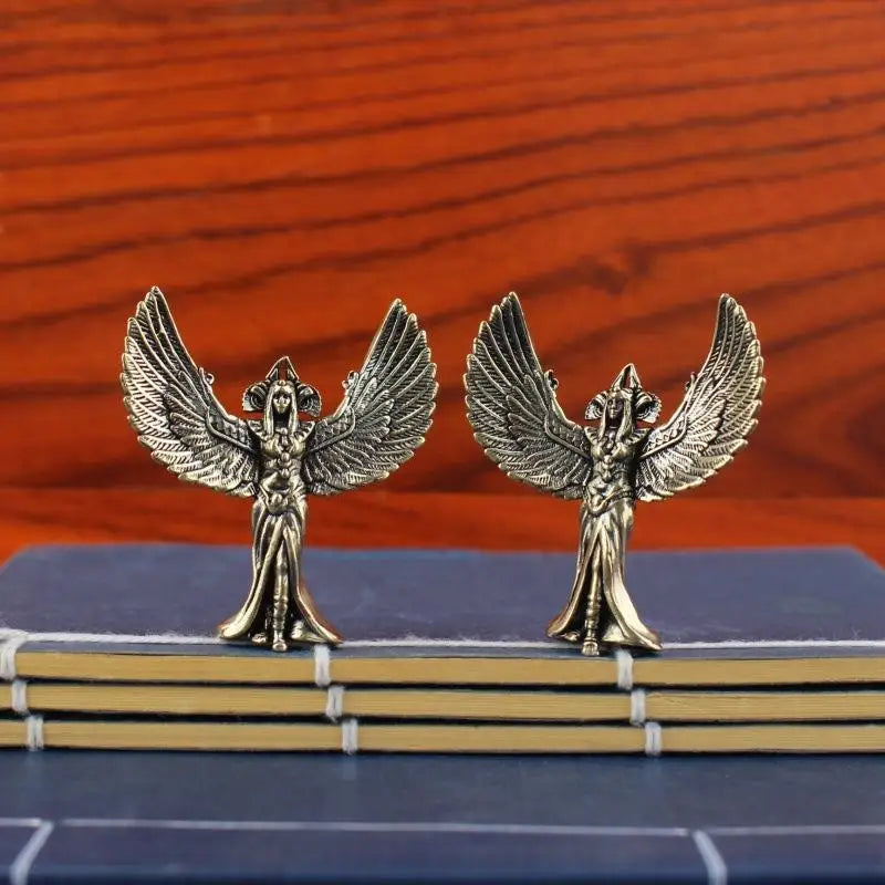 figurines angeliques resine detaillee ailes deployees antique dorure argentees