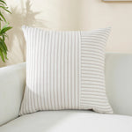 housse coussin carré rayé moderne coton lin 45x45 50x50 60x60 beige noir salon chambre