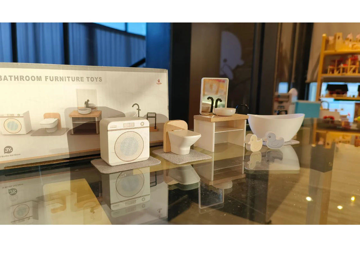 meubles cuisine salle bain miniatures blanc bois naturel enfants ans