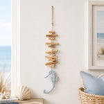 décoration murale hippocampe bois flotté coquillage suspension intérieur thème marin plage