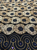 tissu brodé noir doré strass occasion party voile coton largeur 51 52 inches dentelle