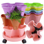 pots fleurs empilables moderne violet vert rose orange grille drainage roues pratiques