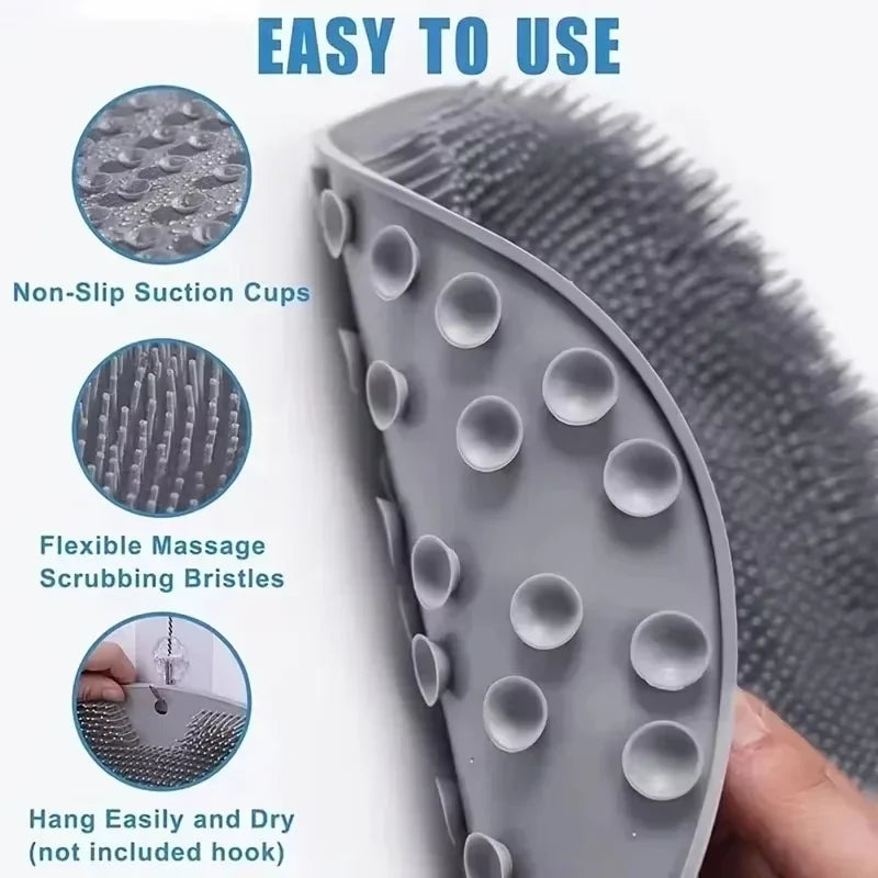brosse douche exfoliante silicone bleu rose gris moderne respectueux environnement suction cup