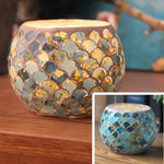 bougeoir multicolore mosaïque artisanal verre opac transparent décoration maison petite bougie chauffe plat support