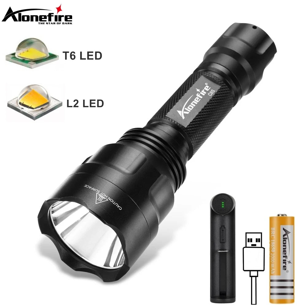 lampe torche led rechargeable 10w intense noire texturée modernisée camping