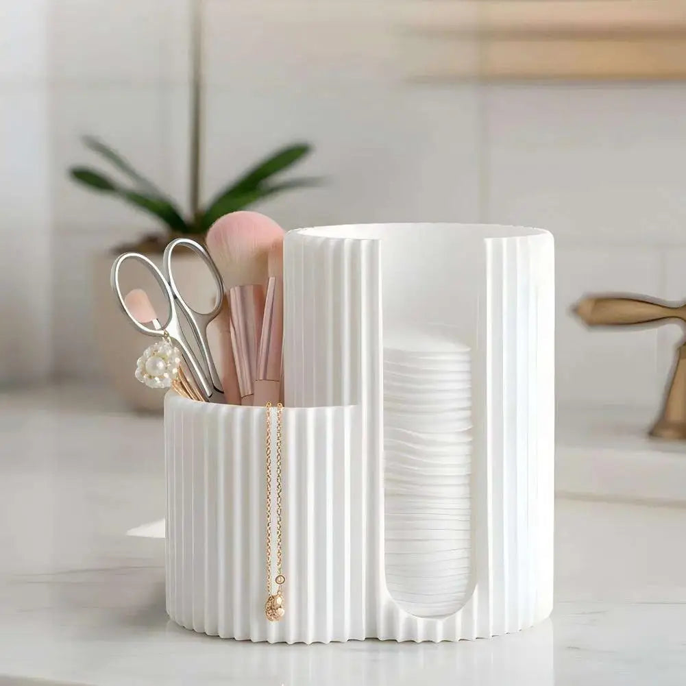 boîte rangement coton tiges tampons blanc rayures moderne minimaliste
