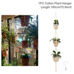 support plante suspendu macramé boho artisanal blanc beige orange tissé oeilletsextérieur exposition arbres