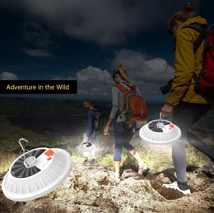 lampe solaire led rechargeable usb portable urgence camping randonnée blanc moderne