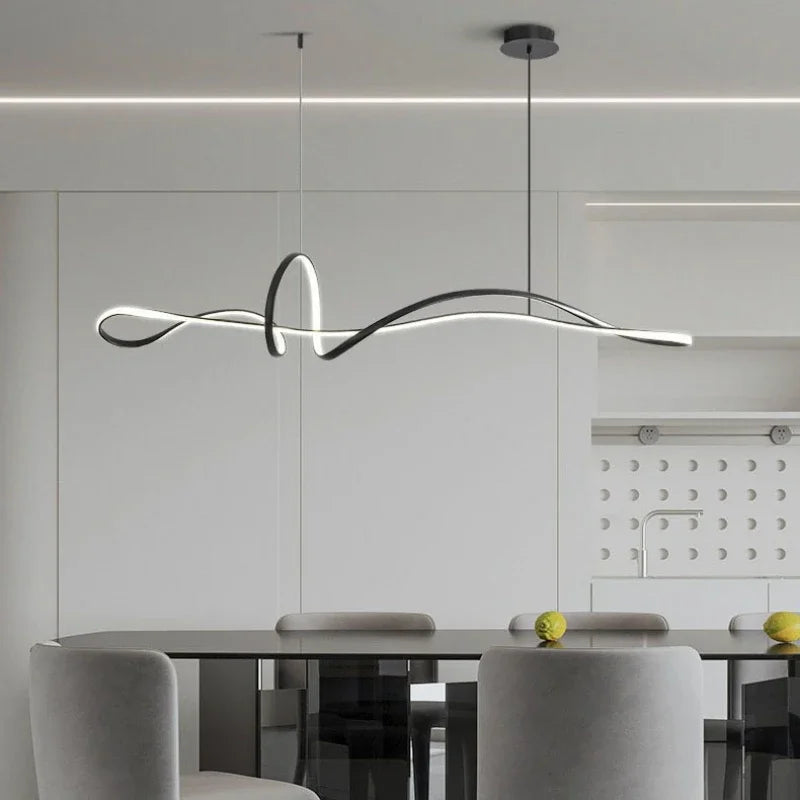 lustre moderne suspension minimaliste spirale abstraite noir blanc chambre salon