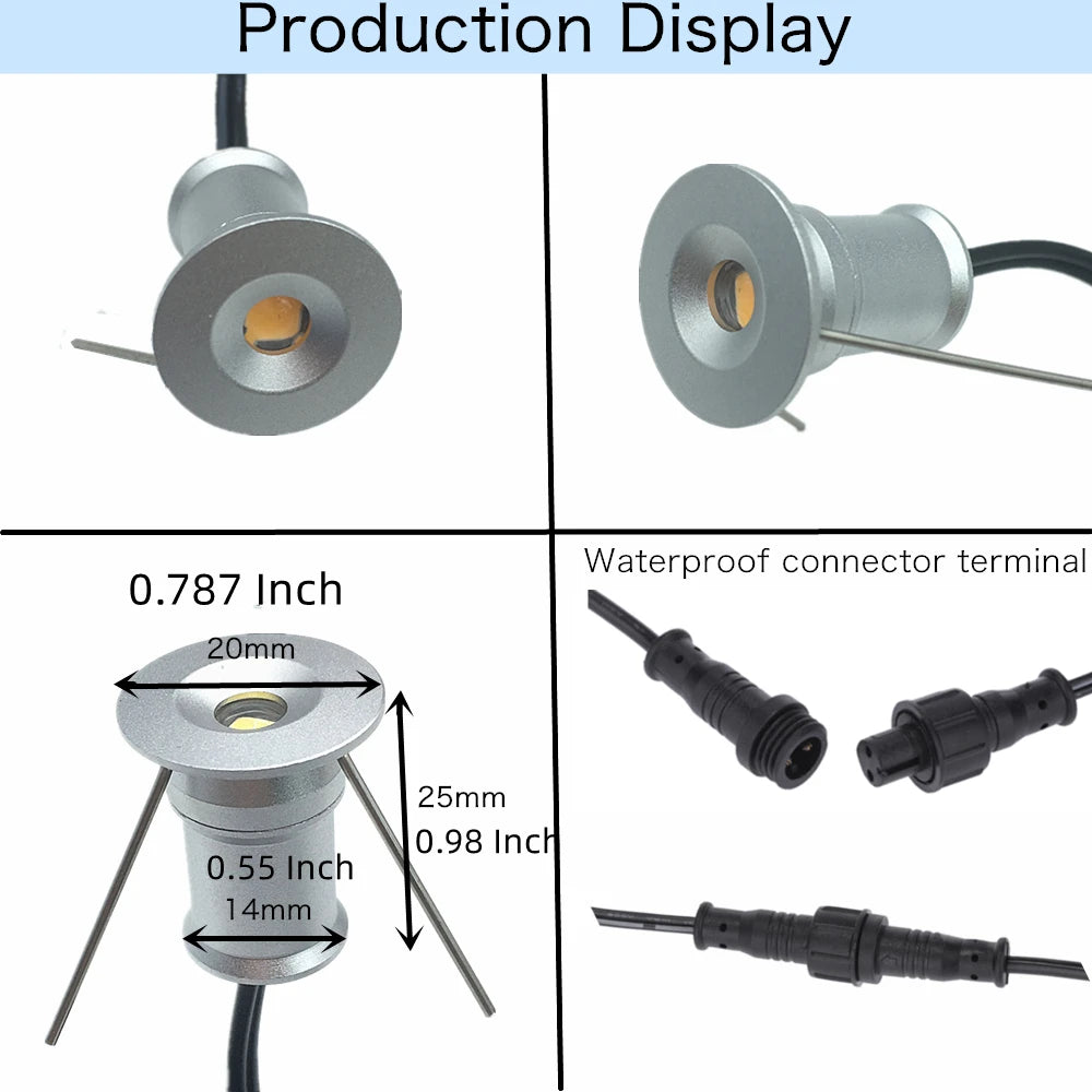 lumière led mini extérieure ip67 12v argentée moderne câble étanche