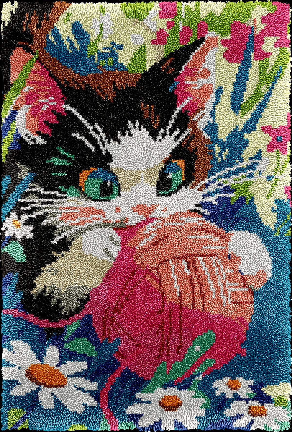 kit crochet laine tapis fleurs coussin coeur kit couture diy création maison moderne