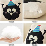 coussin carré 45x45cm motif animaux noir blanc cartoon amovible lavable