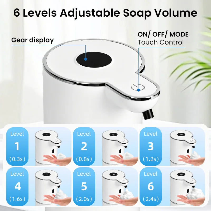 distributeur savon automatique blanc noir tactile hd écran mousse liquide rechargeable usb