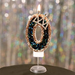 bougies gâteau numérotées paillettes couronne festives anniversaire mariage décoration noire dorée bleue