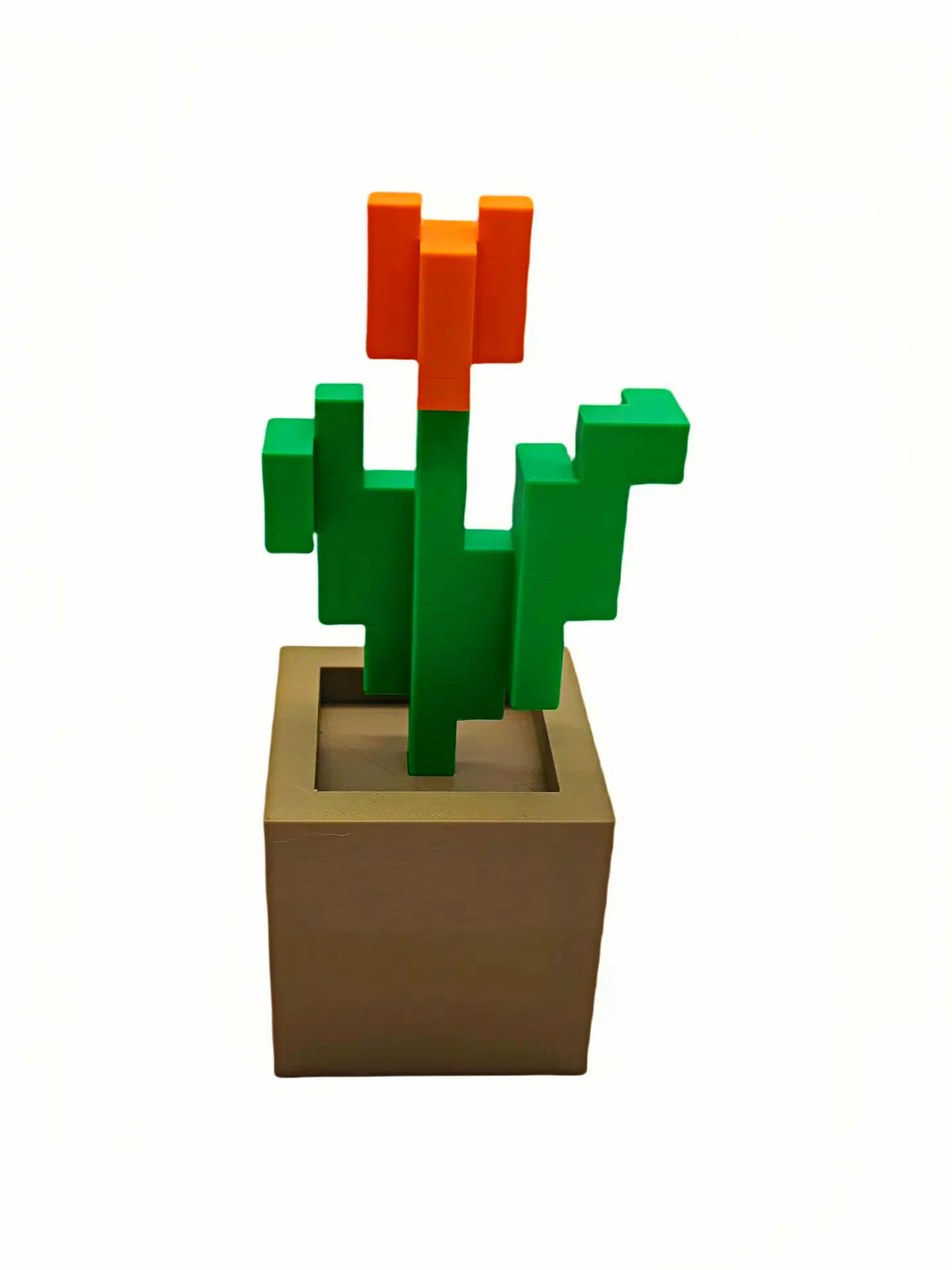 décoration murale pixel art pot fleur vert rouge rose beige