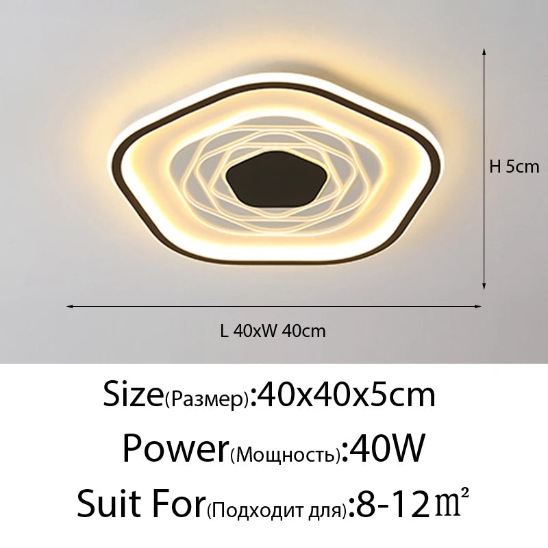 plafonnier led moderne géométrique blanc noir éclairage quotidien monté surface télécommande