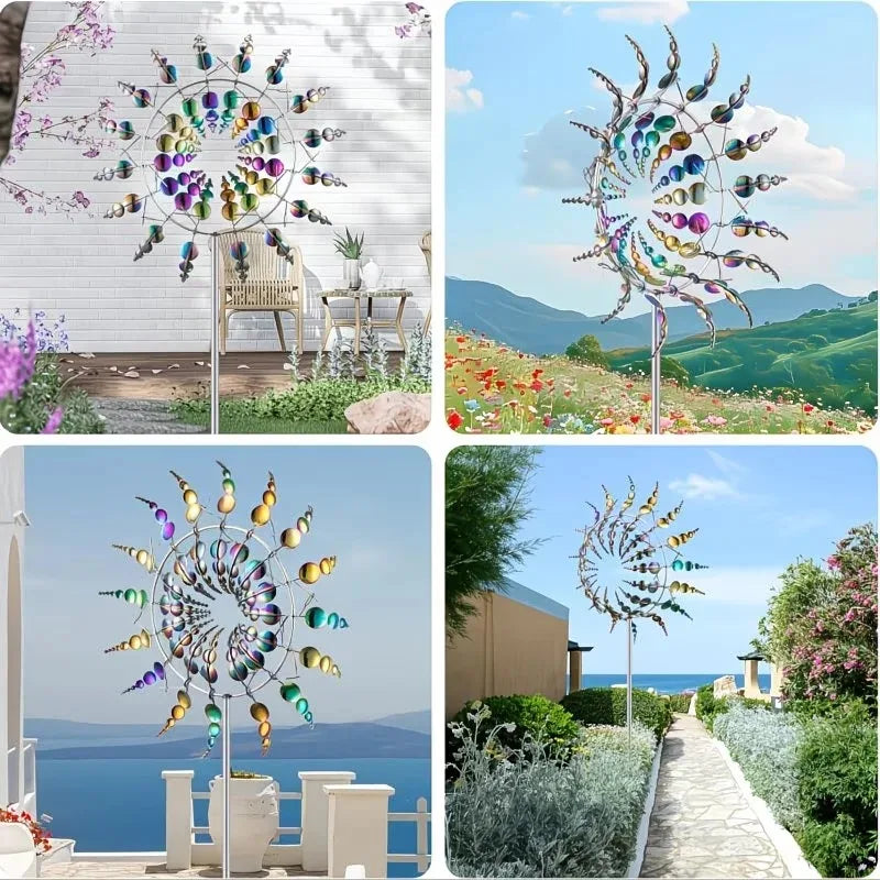 vent spinner moderne multicolore translucides tringle métal extérieur décoration jardin