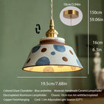 lampe suspendue vintage blanc bleu motif floral ajustable cuisine chambre