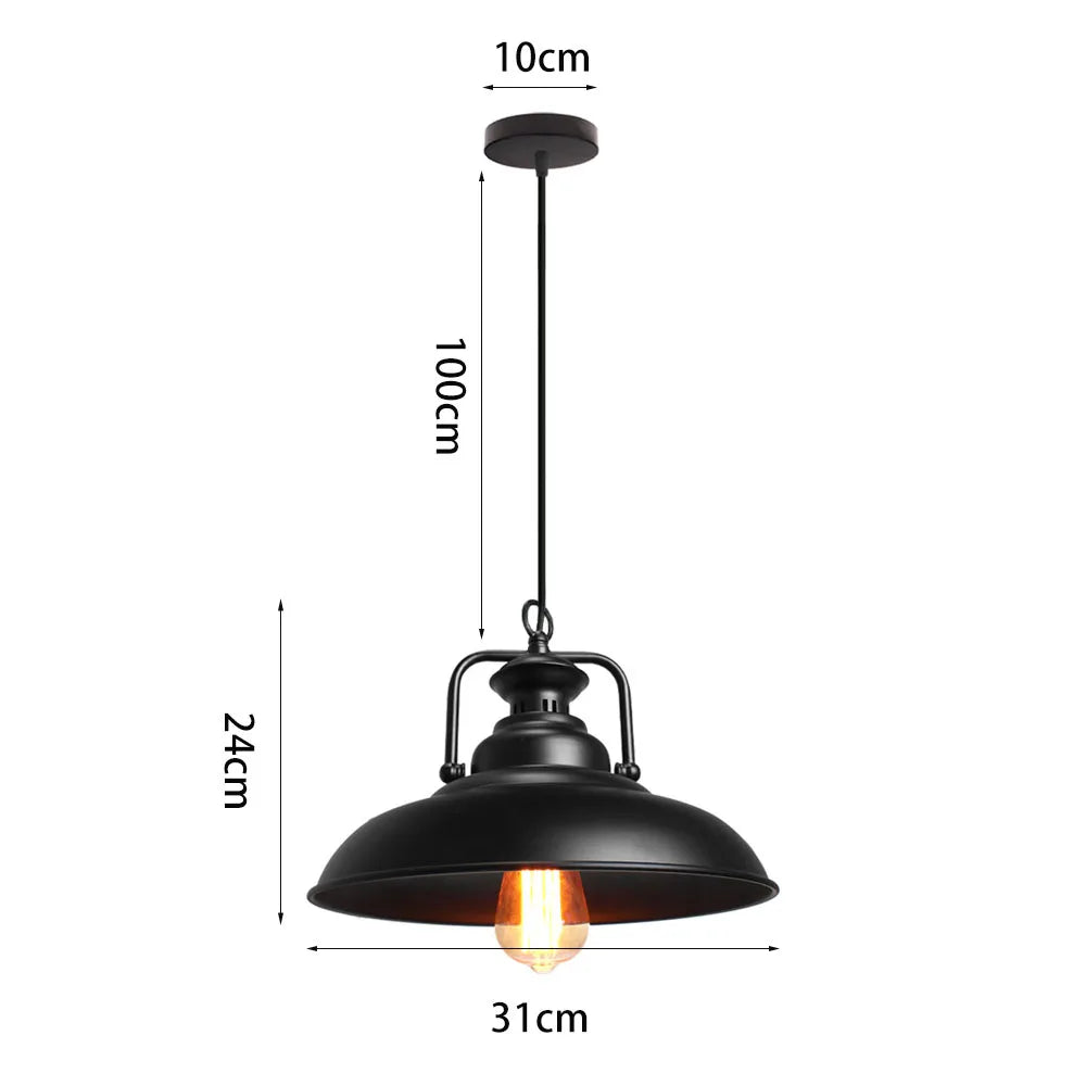 suspension industrielle vintage métal noir ampoule e27 salon chambre hallhôtel led echangée