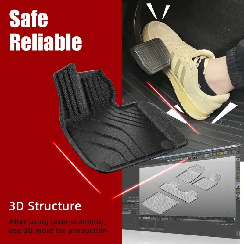 tapis sol voiture noir rayures horizontales moderne tpe protection avant arrière coffre