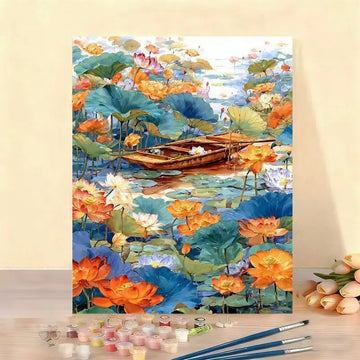 kit peinture numéros fleurs lotus roses art floral diy peinture l'huile adulte