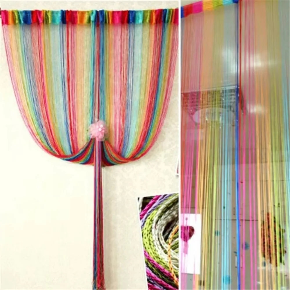 rideau porte multicolore rayures horizontales moderne transparent 200x100cm
