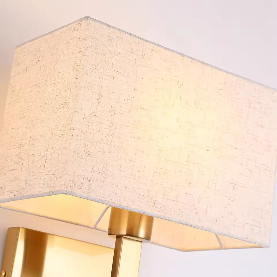 lampe murale moderne or beige tissu texture fine cordon interrupteur led 220v 110v