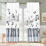 rideau moderne notes musique piano blanc noir polyester deux panneaux