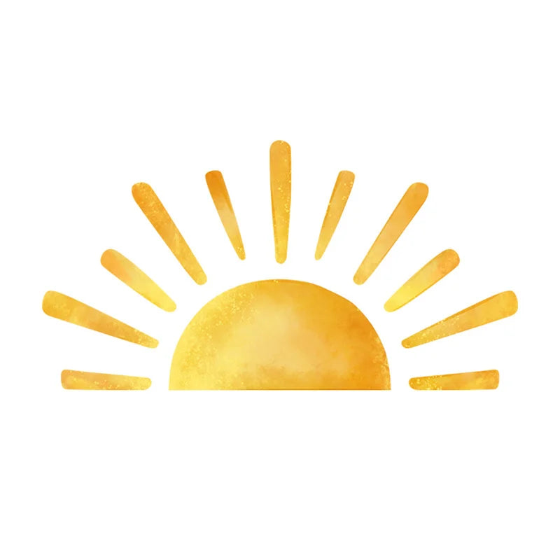 sticker mural moderne rayons solaires or jaune décoration chambre enfants Boho aquarelle autocollant vinyle