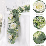 guirlande eucalyptus artificielle fleurs blanches decoration mariage exterieur vert rose