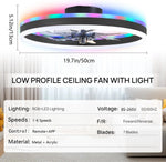 ventilateur intelligent led rvb vitesses ciel étoilé moderne télécommande app mobile