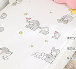 drap housse lit bébé coton motif oiseau étoile enfant chambre moderne blanc jaune gris