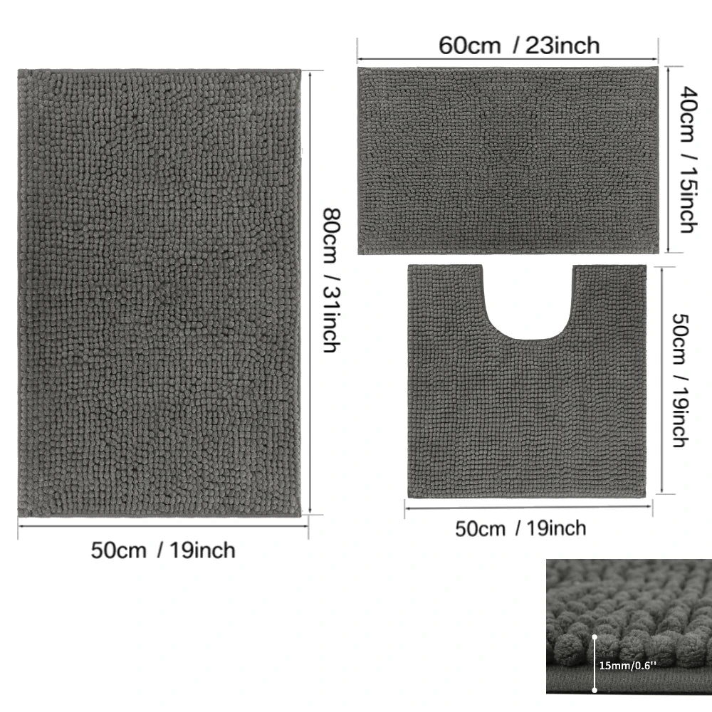 ensemble tapis bain chenille doux absorbant secage rapide motif rayures salle bain