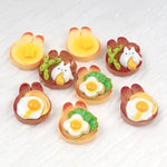 boucles d'oreilles marron jaune vert oiseau fromage pain oeufs détaillées modernes 5cm5cm