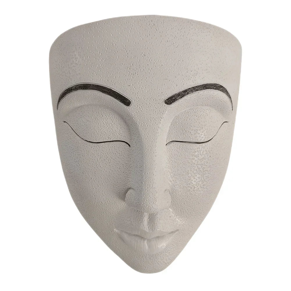 Pots fleurs face humaine blanc marron rouge lèvres motifs floraux plante grimpante décoration murale