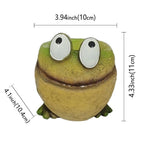 pot fleurs forme grenouille résine yeux relief créatif vert beige