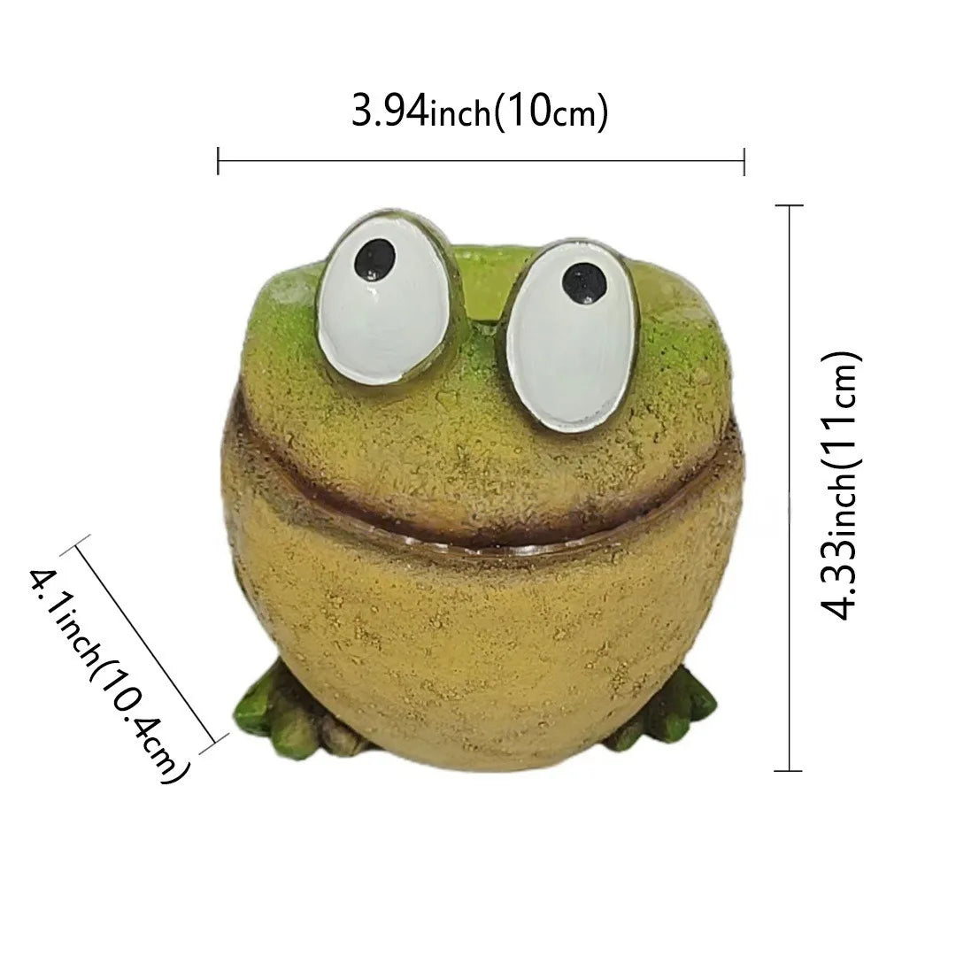 pot fleurs forme grenouille résine yeux relief créatif vert beige