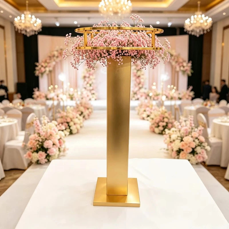 supports décoratifs métal or modernes centres tables mariage fêtes élégants minimalistes