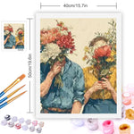 tableau peindre fleurs abstrait moderne acrylique pinceaux toile guide couleurs setSize 40x50cm
