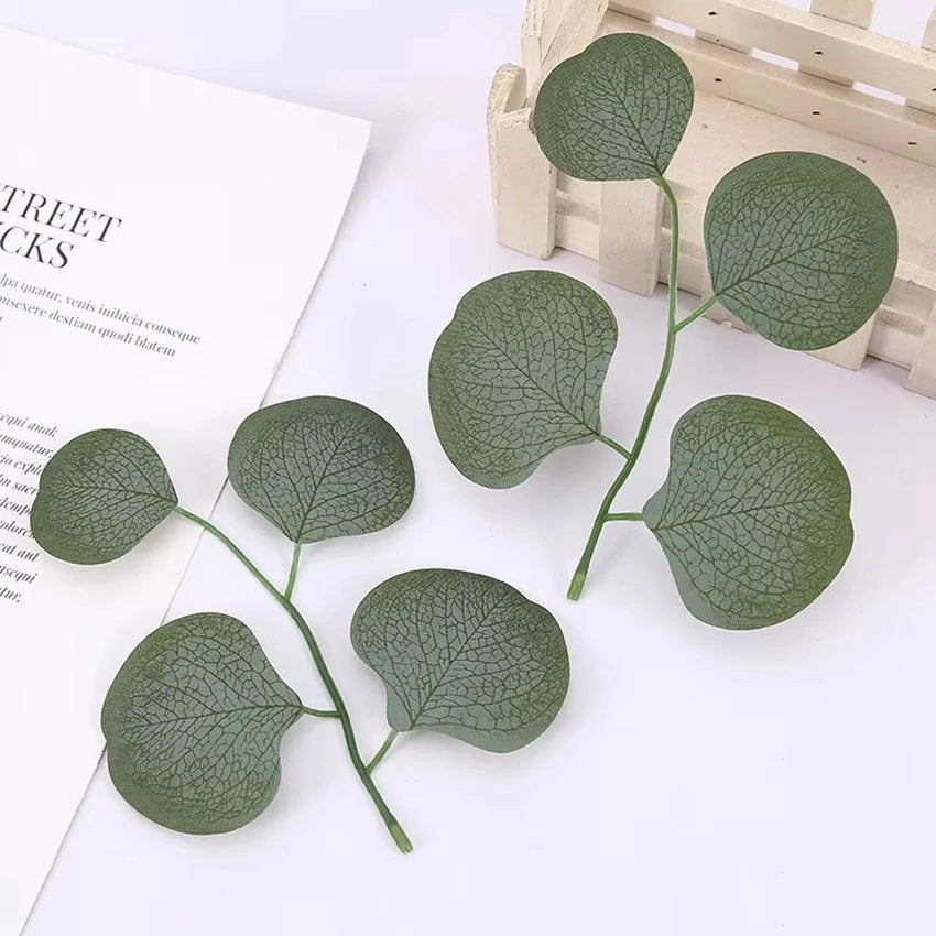 feuilles artificielles noires vertes feuilles rondes naturelles decoration maison exterieur minimaliste bricolage