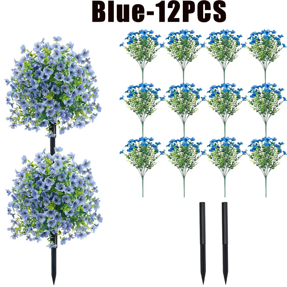 bouquets artificiels violet vert modernes decoration exterieure intérieure 35cm fleurs feuilles
