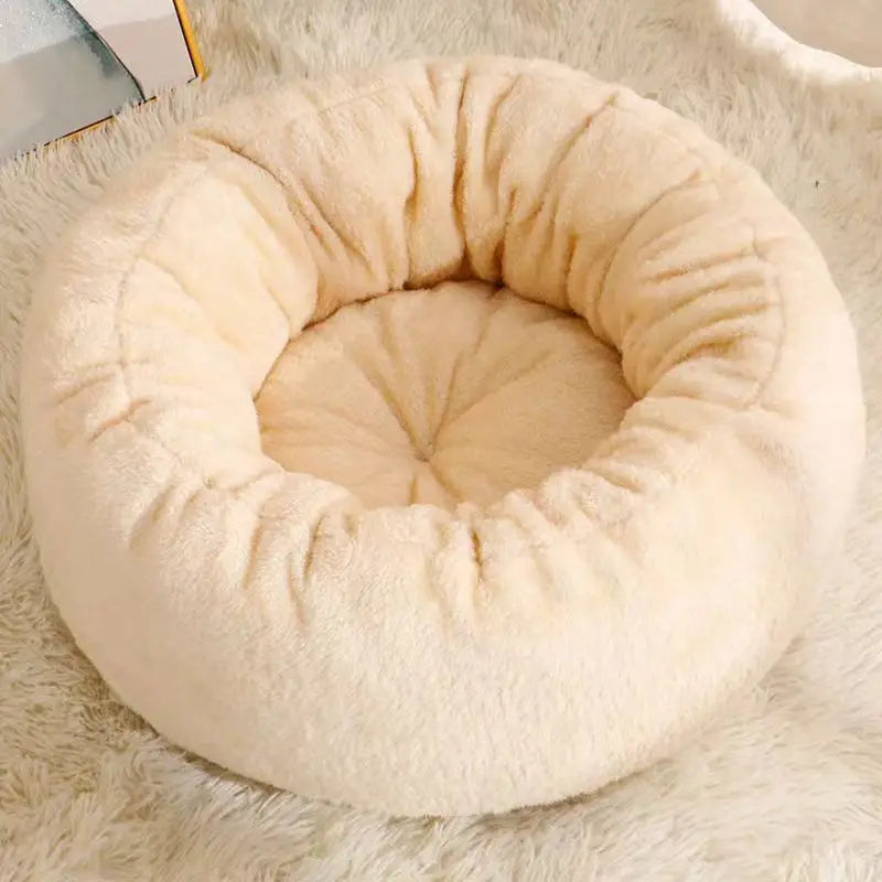 coussin velours doux confortable rond animaux beige marron intérieur hiver étéversible