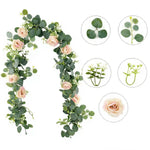 guirlande florale artificielle vertes feuilles blanches roses décoration romantique intérieur mariage anniversaire