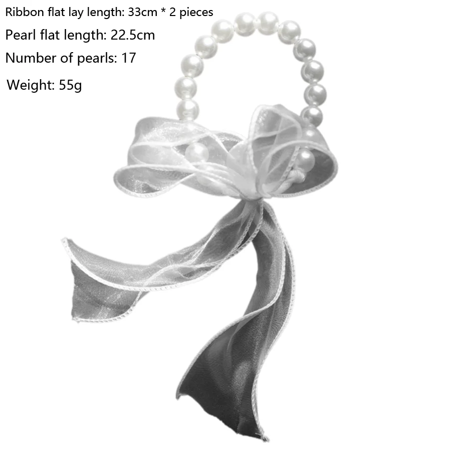 bracelet élégant blanches ruban organza semi transparent classique 33cm 22.5cm 55g
