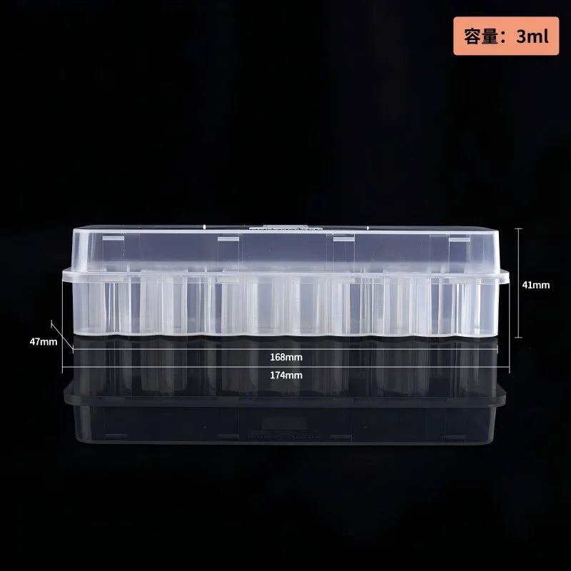 boîte rangement transparente réutilisable tubes tests 3ml pratique modernescrição
