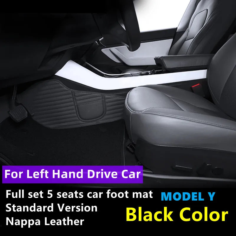 tapis sol voiture tesla model cuir artificiel fibre synthétique noir blanc moderne sac rangement