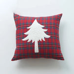 housses coussin décoratives noël motif tartan brodé rouge blanc traditionnel décoration intérieure