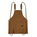 tablier toile épaisse marron clair nettoyage poches épaulettes grunge utilitaire