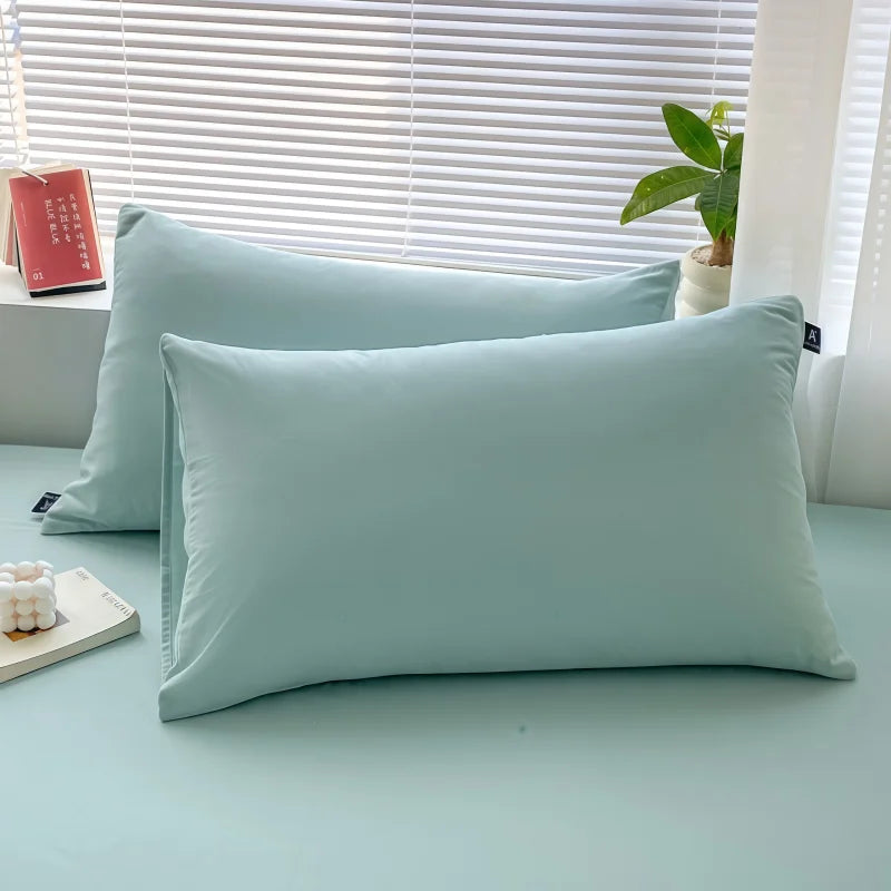 drap housse taies oreiller tissu lisse couleur blanche bleu rose moderne minimaliste élastique queen
